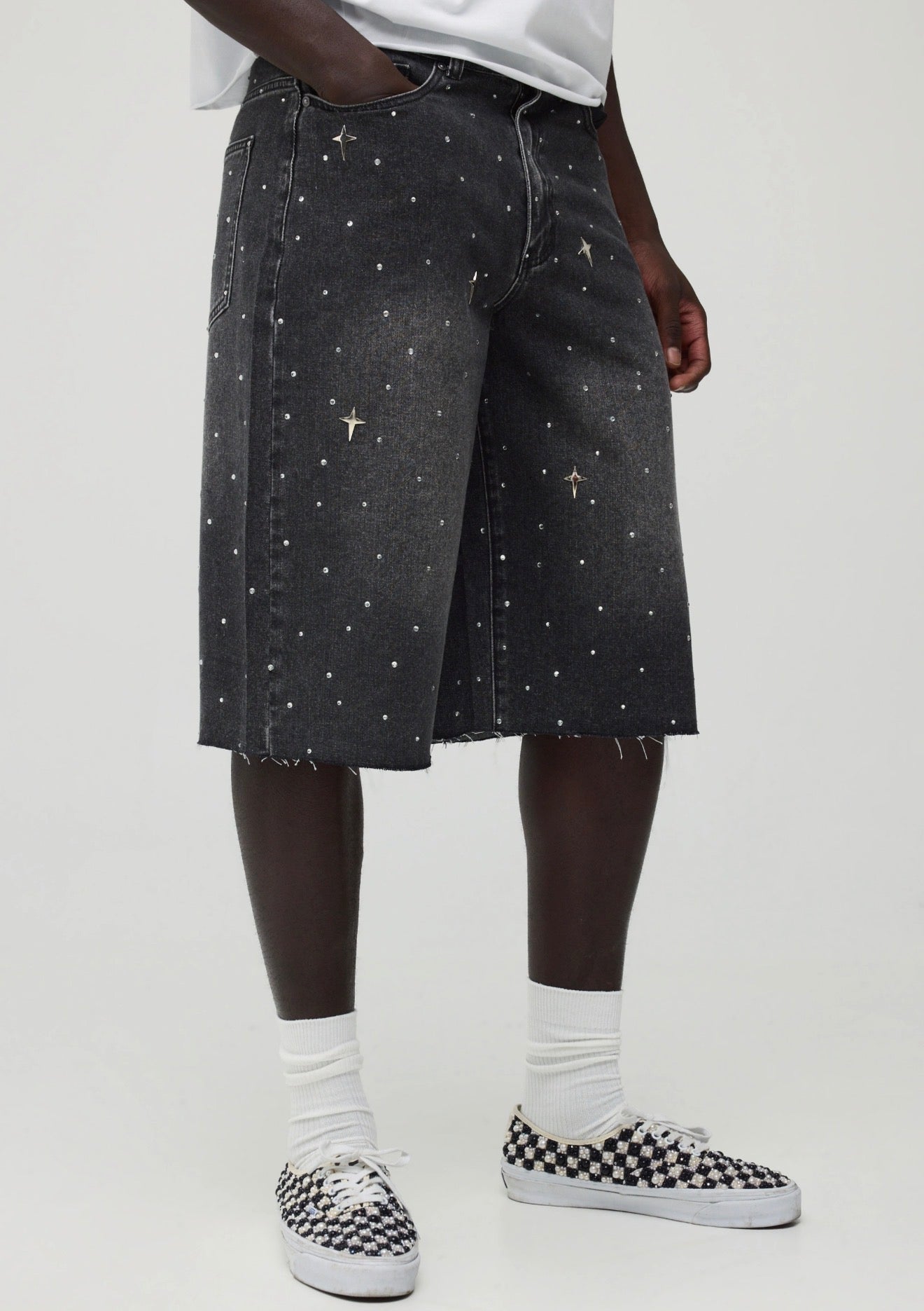 Jorts Stonewash Rhinestone