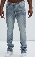 Flare jeans jeweled stacked