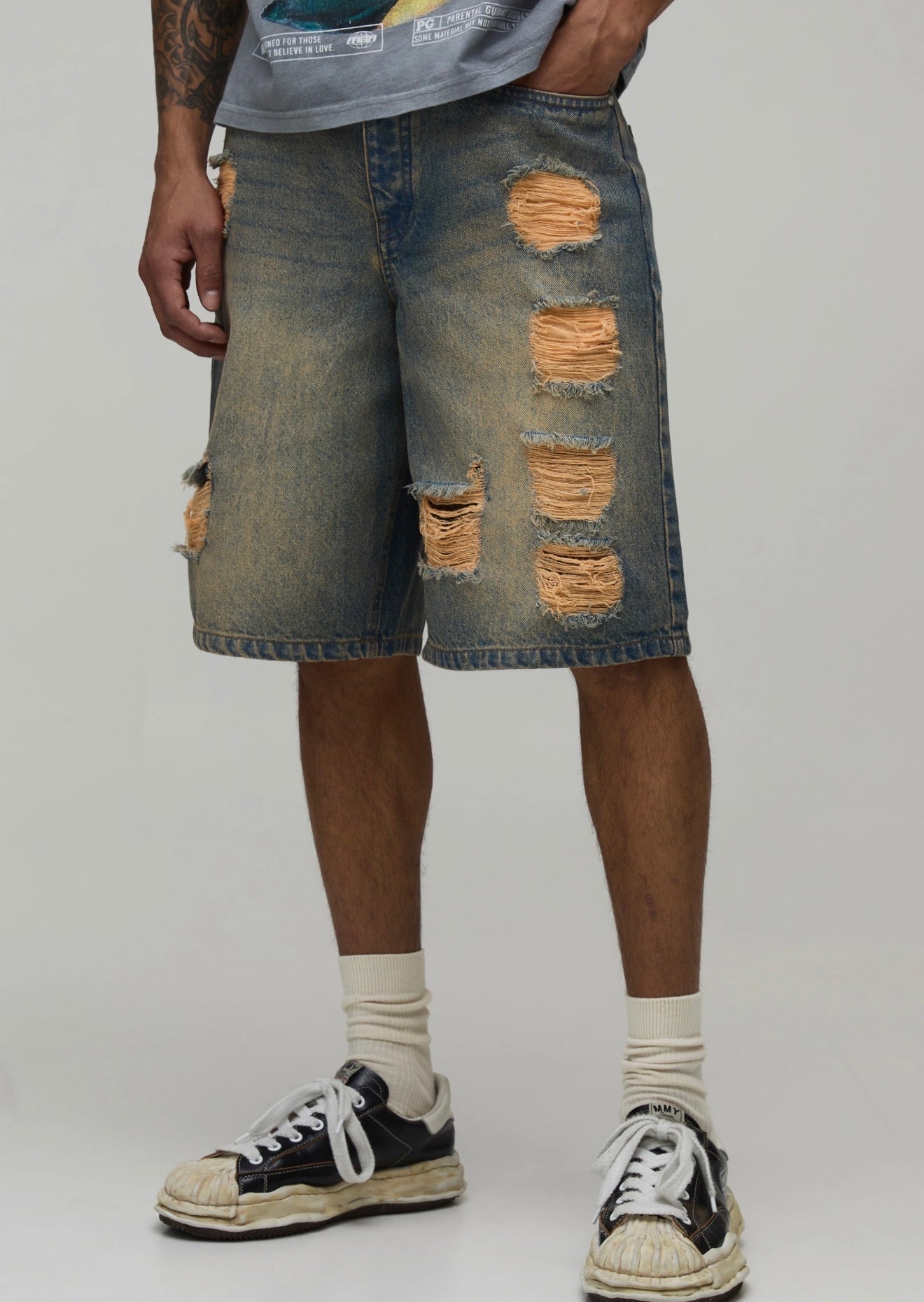 Denim shorts extreme baggy